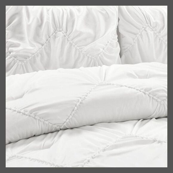 Lush Decor -  Comforter Set Chevron Embroidered Desig White - Picture 3 of 4